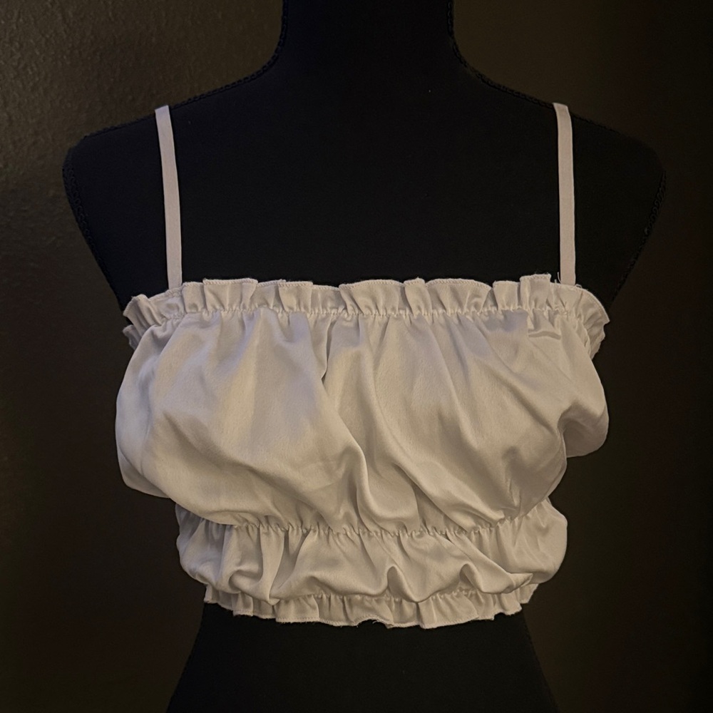 Boohoo White Ruffled Crop Top